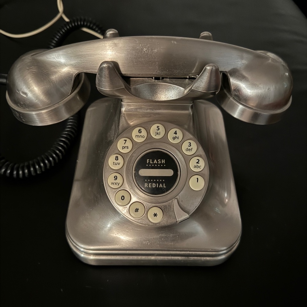Vintage Silver Rotary Dial Telephone